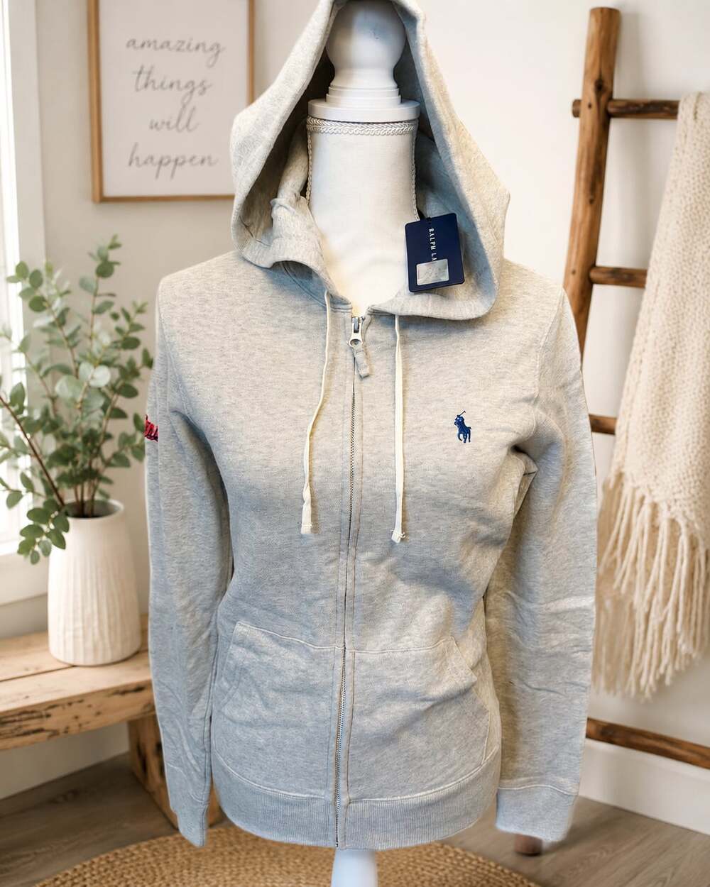 Polo Ralph Lauren Ole Miss Rebels Gray Full Zip Hoodie Sweatshirt